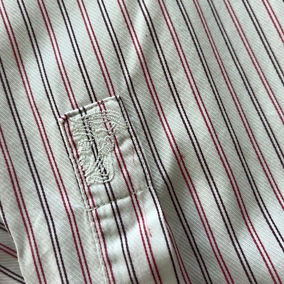 Versace Collection Striped Button Down Embroidered Logo Men's Shirt - Picture 4 of 11